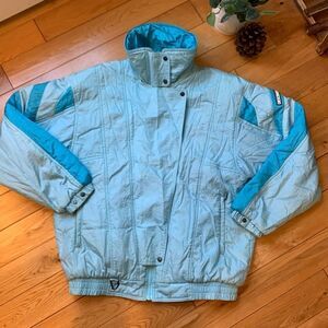 Vintage Descente blue winter ski outdoor jacket insulated retro 80’s shiny sz LG